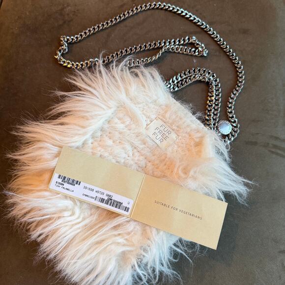 NEW Stella Mccartney Falabella Mini Fur Tote Bag Silver Chain - Picture 5 of 16